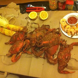 Delicious crabs.  These are the jumbo, the rest of the dozen is still in the bag.