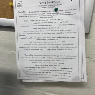 Menu for February 13 to February 16, 2023