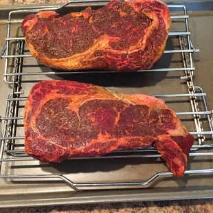 Black Angus Ribeye&apos;s getting ready to cook.