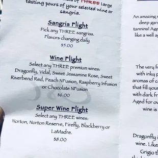 Flight menu