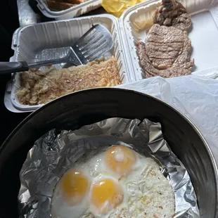 This is me putting my eggs in the air fryer because this place doesn&apos;t even flip the eggs over when you order over easy eggs.