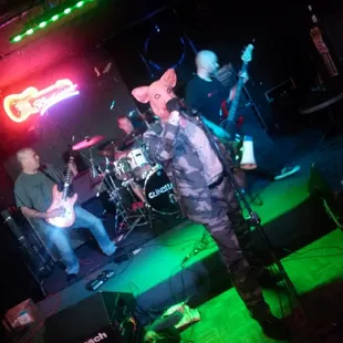 a band playing on stage