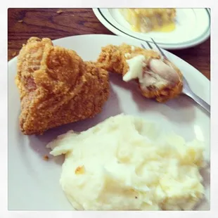 fried chicken and mashed potatoes