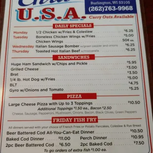 Current menu