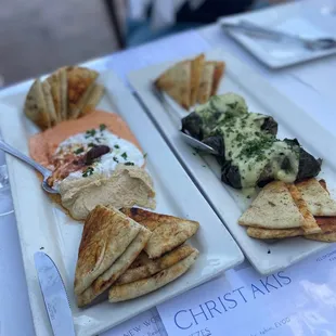 Trio appetizer and dolmades