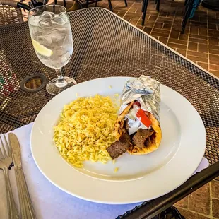 Gyro Sandwich with rice