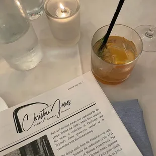 Cute menu with stories about the dishes inspiration