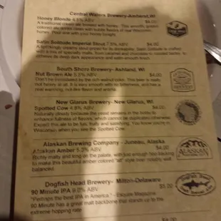 The new craft beer menu.  Well done, Christianos, well done.