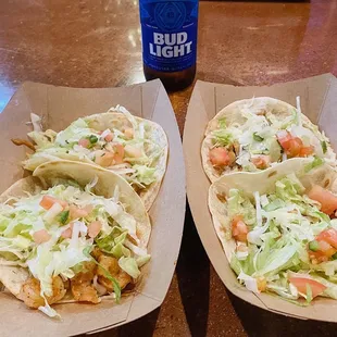 shrimp and chicken tacos. taco tuesday $1 tacos