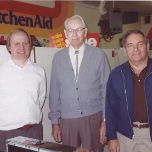 Previous owners, left &amp; right, with Original Owner, Charlie Christie, middle.  1983