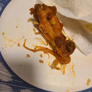 Chicken wing with feathers still attached!!