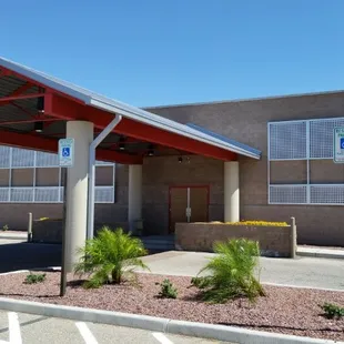 the entrance to the building