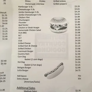 the menu for the restaurant