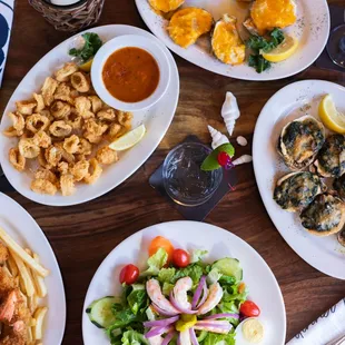 Fresh Gulf Coast Seafood. Oysters Thermidor, Rockefeler, Shrimp Salad, Shrimp &amp; Oysters and Calamari