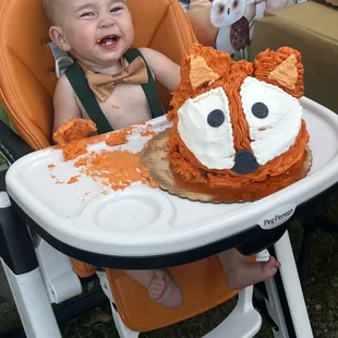 Smash cake, we didn't get a picture before kids got to it, but it was perfect