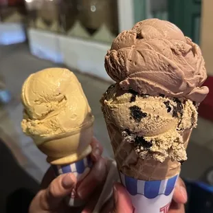 Burnt Sugar (left) &amp; Chocolate Peanut Butter + Coffee Oreo