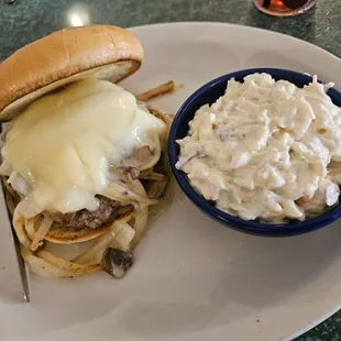 Mushroom, onion, and swiss burger