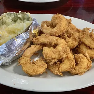 Fried shrimp &amp; baked potato