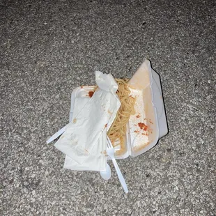 Spaghetti and meatballs with side of pavement?