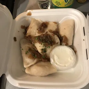 Exquisite pierogi with carmelized onions