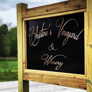 a sign for christine's vineyard