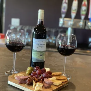 Great wine and artisan cheese/meat platters