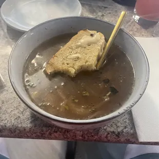 Charred onion soup. Good but needs a bit more seasoning. The focaccia is outstanding.