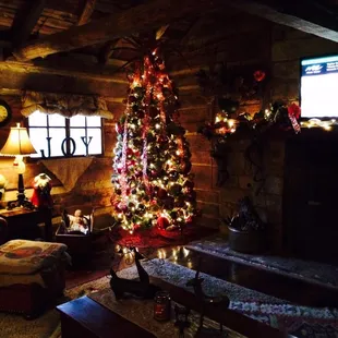 The log cabin's Charming Christmas Tree.