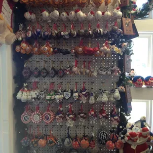 Large selection of sports ornaments.