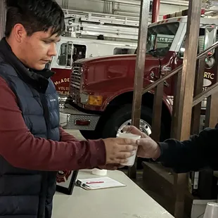 Hot chocolate at fire station