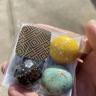 Top left- caramel pecan Top right- lemon Bottom left- fleur de les Bottom right- macadamia praline