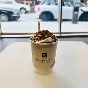 Hazelnut Chocolate with oat milk and whipped marshmallows
