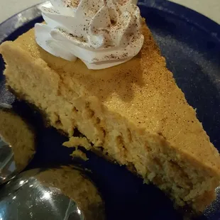 Homemade creamy light pumpkin cheesecake. Yummy!