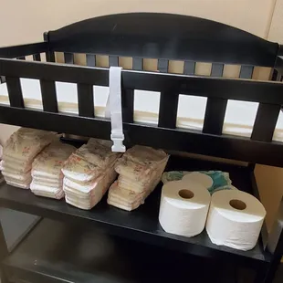 Changing table in both bathrooms