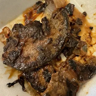 Burned liver and onions