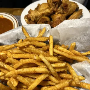 Chicken Wings and fries