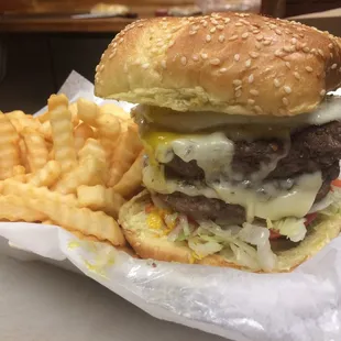 Double-cheeseburger basket... yummy