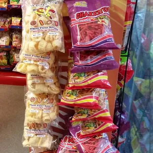 a display of candy and snacks