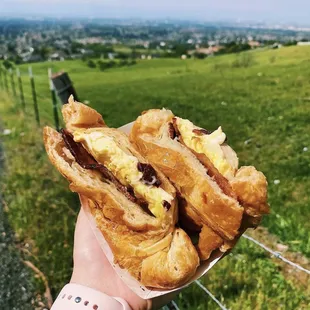 Bacon, Egg, and Cheese croissant //@eatwithsabs