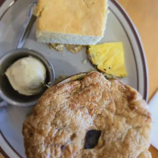 Emily Lynn's Turkey and green chili Pot Pie with corn bread.