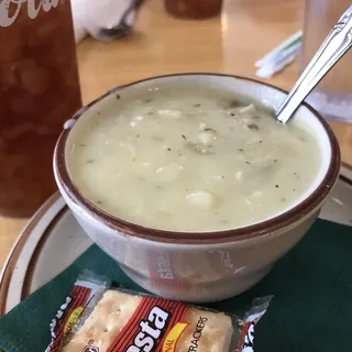 Cup of Cream of Chicken w/Green Chile Soup
