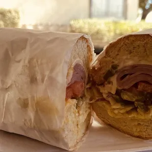 Ham sandwich with everything