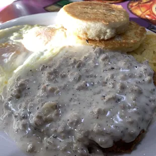 Country Fried Steak with Biscuit - all too buttery