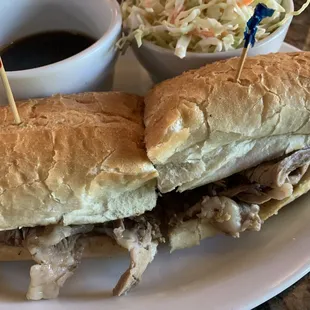 Prime Rib Dip-questionable and so-so coleslaw