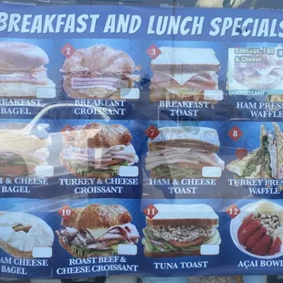 Sandwich menu
