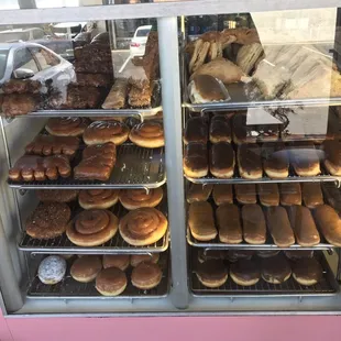 a display case full of donuts