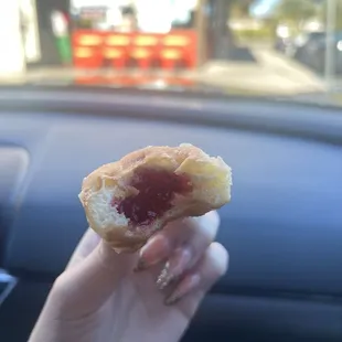 Donut holes with raspberry filling