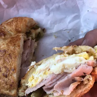 Turkey egg cheese croissant, with jalapeños