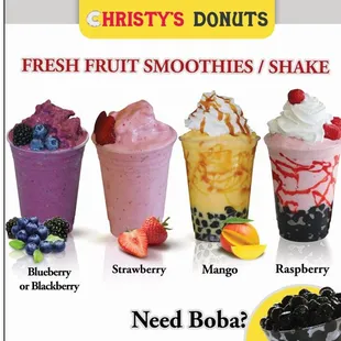 a variety of smoothies