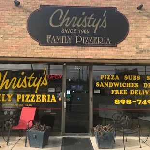 Front of store. They've been around since 1960 apparently.